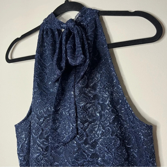 NWT J. CREW Navy Blue Metallic Floral Party Holiday Lace Overlay 2 Piece Set - Picture 16 of 16